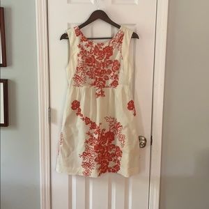 J. Crew Embroidered Dres, red/orange color